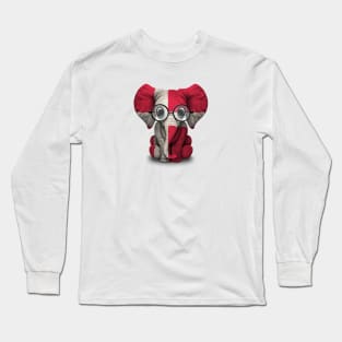 Baby Elephant with Glasses and Danish Flag Long Sleeve T-Shirt